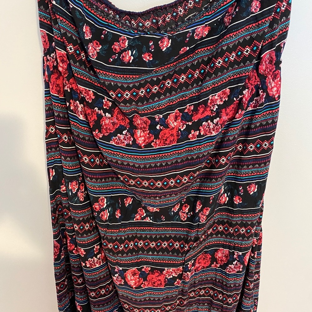 New Look Strapless Pink and Black Floral Maxi - Picture 4 of 7